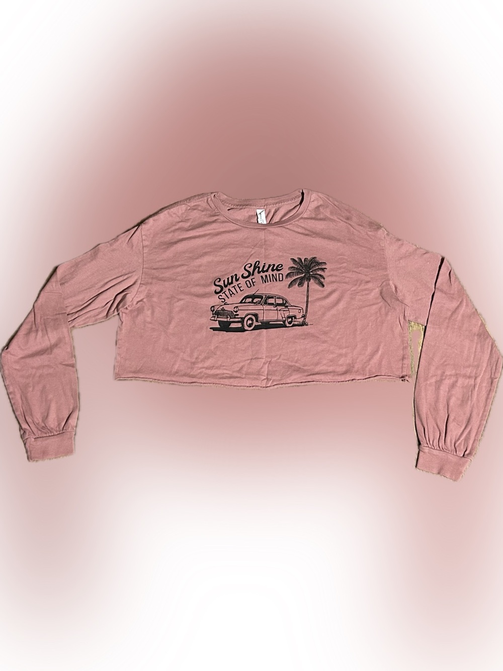 Women’s Pink Cropped Long Sleeve T-Shirt “Sunshine State of Mind”